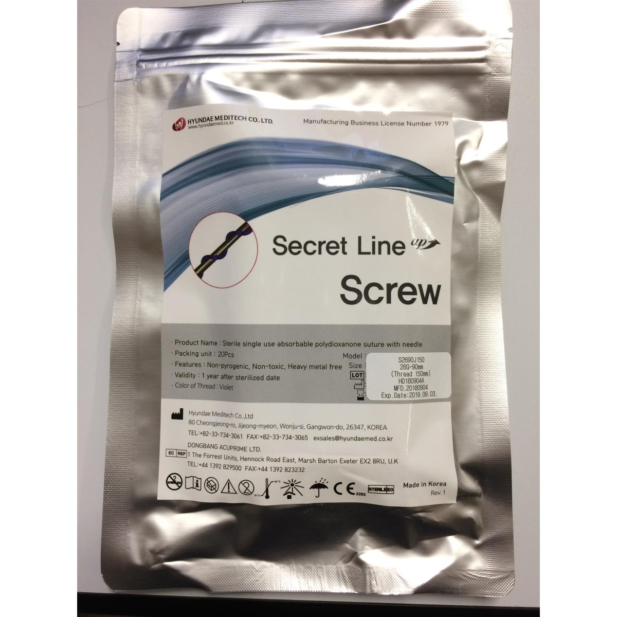 Spirálos esztétikus menetes biostimuláció OEM Secret Screw-ban 20 db Felfüggesztési és tartóhuzalok Hyundae Meditech