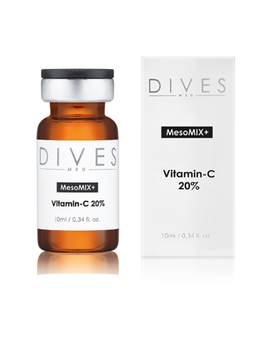 DIVES C-VITAMIN 20% mesokomponent C-vitamin 10x10 ml hætteglas med mesoterapi og nåling DIVES MED VITAMIN20