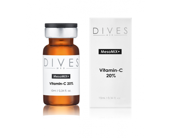 DIVES C-VITAMIN 20% mezokomponensű C-vitamin 10x10mL Injekciós üvegek mezoterápia és needling DIVES MED VITAMINC20