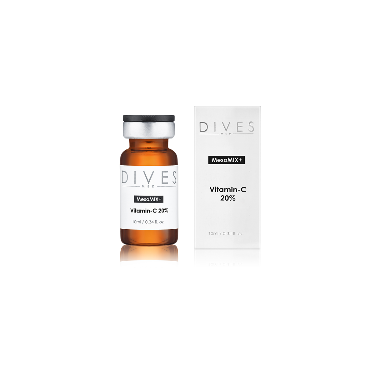 DIVES VITAMINE C 20% mesocomponent vitamine C 10x10 mlMesotherapie- en naaldflesjes DIVES MED VITAMINC20