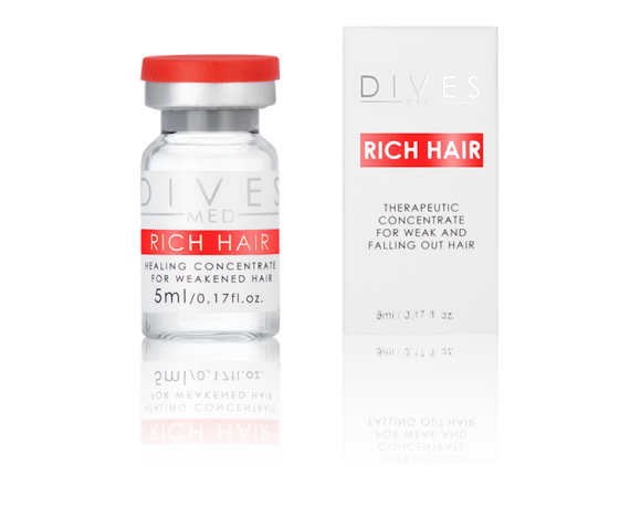 DIVES RICH HAIR elvyttävä mesococktail hiustenlähtöä vastaan 10 pulloa 5 ml:n cocktaileja Neulaus ja mesoterapia DIVES ...