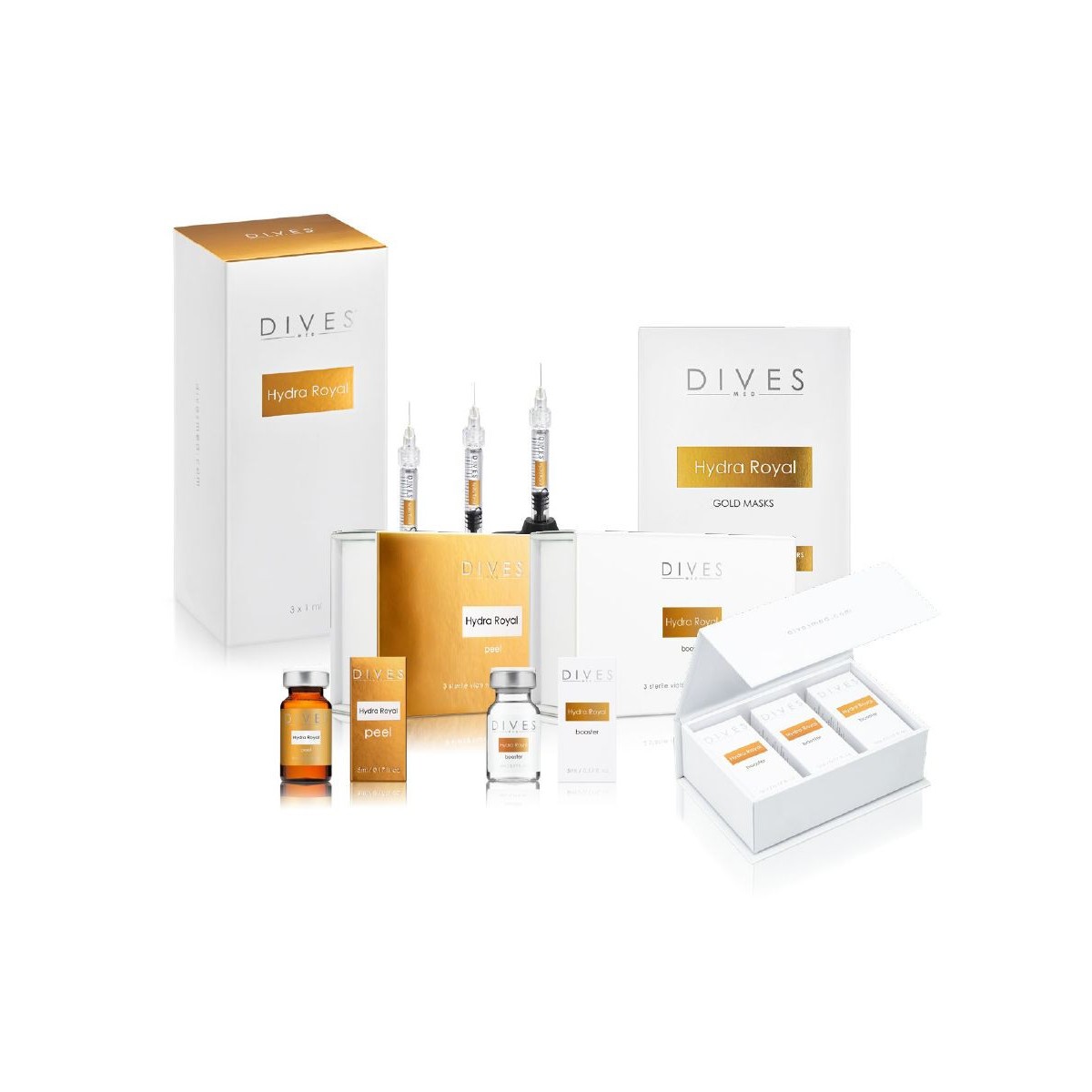 Hydra Royal Pack bőrerősítő - peeling - maszk - koktél - revitalizáló bio töltőanyag Bőrerősítő Hydra királyi család DIVES ME...