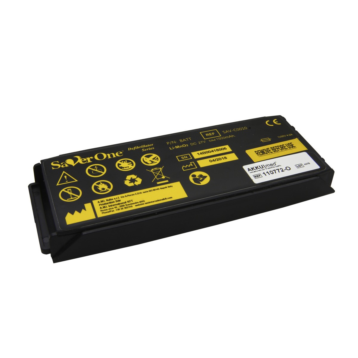 Bateria zamienna starego typu Saver One Series Akcesoria Defibrylatory SAVER ONE ami.Italia SAV-C0010