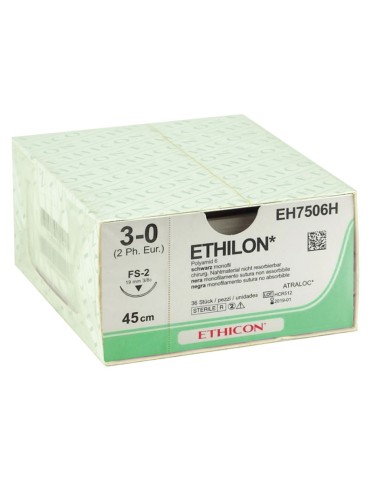 Ethicon Ethilon steril ikke-absorberbar monofilament sutur, pakke med 36 stk. Kirurgiske suturer