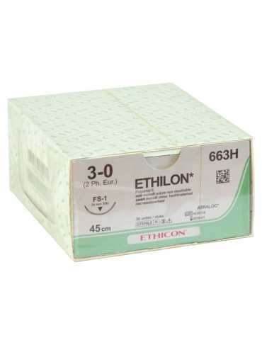 Sutura monofilamento estéril não absorvível Ethicon Ethilon, embalagem de 36 peças Suturas cirúrgicas