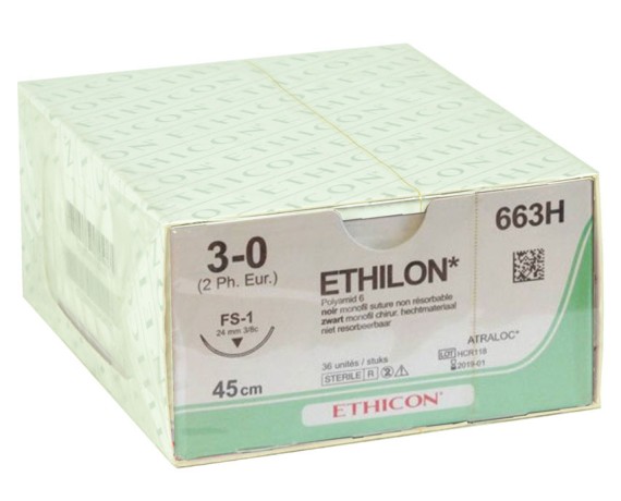Ethicon Ethilon steriles, nicht resorbierbares Monofilament-Nahtmaterial, Packung mit 36 Stück Chirurgische Nähte