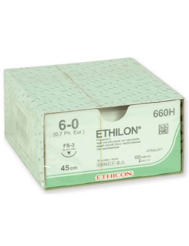 Ethicon Ethilon -imeytymätön monofilamenttiompele, steriili pakkaus, 36 kpl, kirurgiset ompeleet
