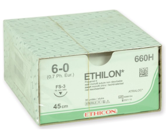 Suture monofilament stérile non résorbable Ethicon Ethilon, paquet de 36 pièces Sutures chirurgicales