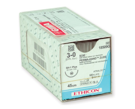 Ethicon Perma Handsteriles geflochtenes, nicht resorbierbares Seidennahtmaterial, Packung mit 12 Stück Chirurgische Nähte