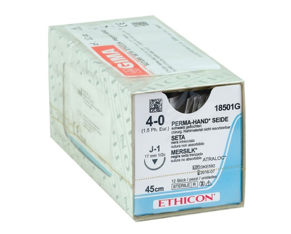 Ethicon Perma käsin imeytymätön punottu silkkiommel, steriili, 12 kpl, kirurgiset ompeleet
