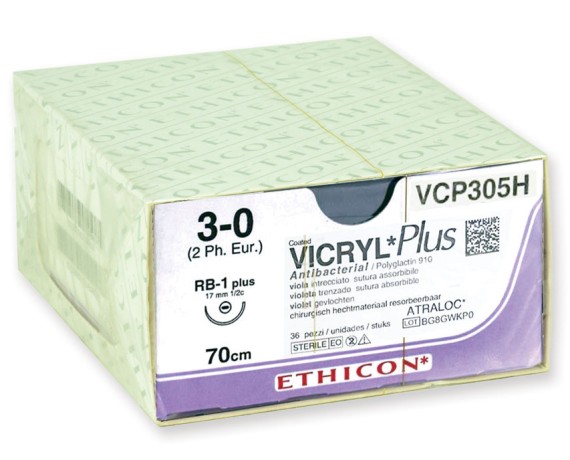 Ethicon Vicryl Plus absorberbar kirurgisk sutur, pakke med 36 stk. Kirurgiske suturer