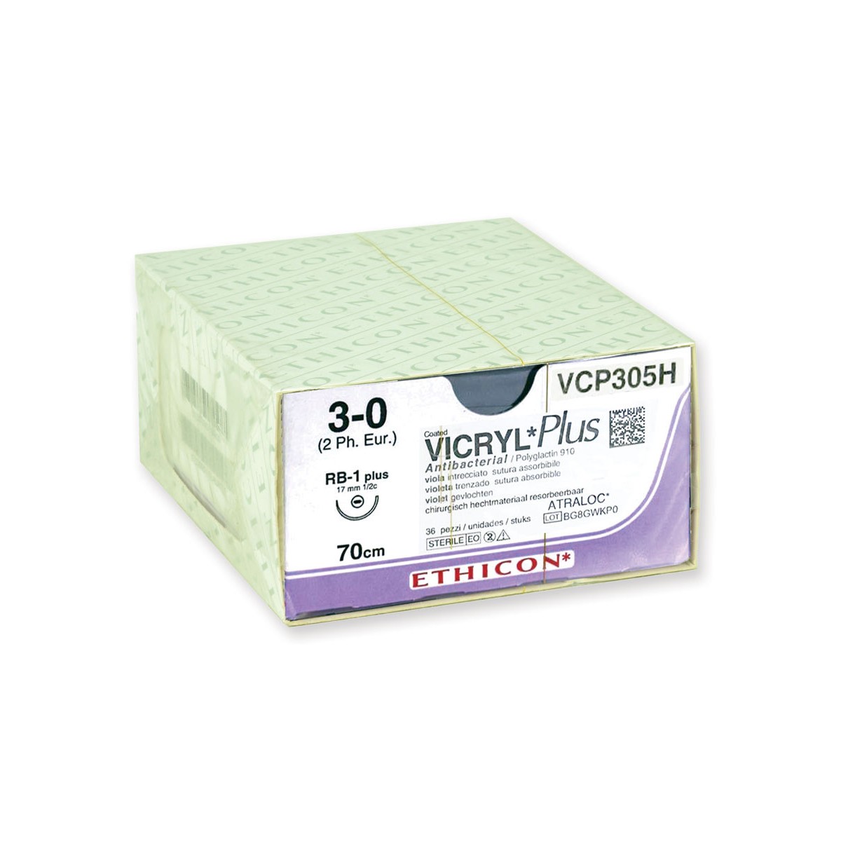 Pacote de sutura cirúrgica absorvível Ethicon Vicryl Plus de 36 peças Suturas cirúrgicas