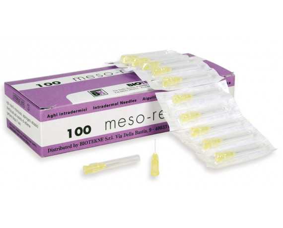 Luer-Füllernadeln mit den Maßen 30G und 27G, Packung mit 100 Stück Mesotherapie-Nadeln und Füllstoffe Gima
