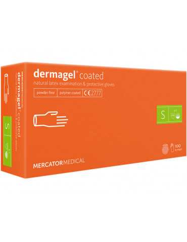 Bezpudrowe, oburęczne, lateksowe rękawiczki do badań Dermagel - 500 sztuk Jednorazowe rękawiczki medyczne Gima