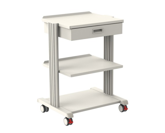 Älykäs kärry, jossa 2 hyllyä 50x42 jalustalla ja laatikolla. Modulaariset lääkekärryt Gima 27894.