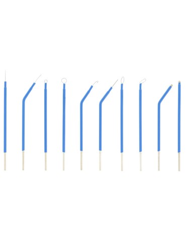Sæt med 10 monopolære elektroder, 10 cm lange, til MB 120 160 200 elektrokirurgiske enheder. Monopolære elektroder Gima 30531.