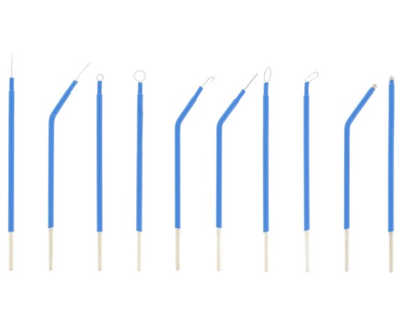 Sæt med 10 monopolære elektroder, 10 cm lange, til MB 120 160 200 elektrokirurgiske enheder. Monopolære elektroder Gima 30531.
