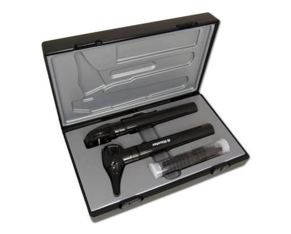 Diagnostiikkasarja Otoskooppi, oftalmoskooppi, E-Scope, musta LED, kovassa kotelossa. Otoskoopit Gima 31564