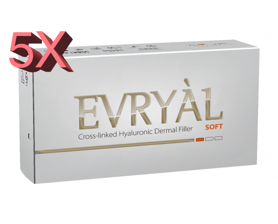 5 pièces Evryàl Soft Filler Acide Hyaluronique Réticulé Remplissage transversal Apharm S.r.l. SOFT-PACK5