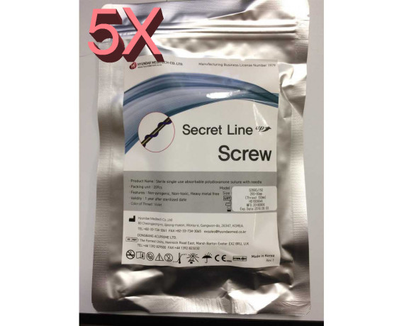 5 paquetes de Hilos Estéticos en Espiral Secret Screw en PDO 100 piezas Cables de Suspensión y Soporte Hyundae Meditech SCREW...