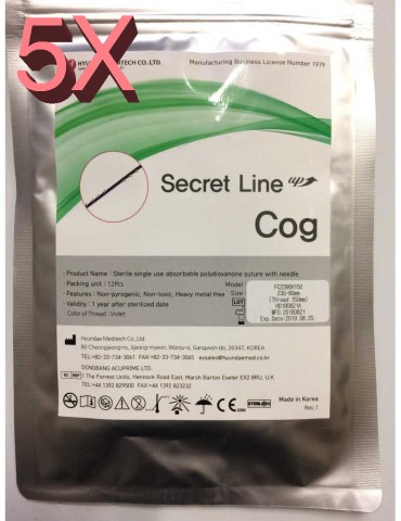 5 pakker PDO Secret Cog-træktråde 60 stk. træktråde Hyundae Meditech COG-PACK5