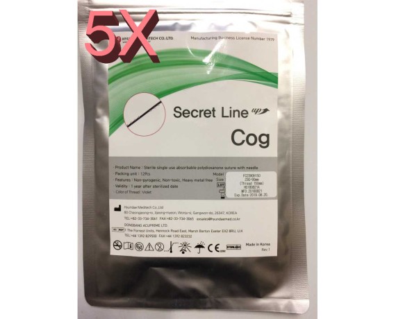 5 pakker PDO Secret Cog-træktråde 60 stk. træktråde Hyundae Meditech COG-PACK5