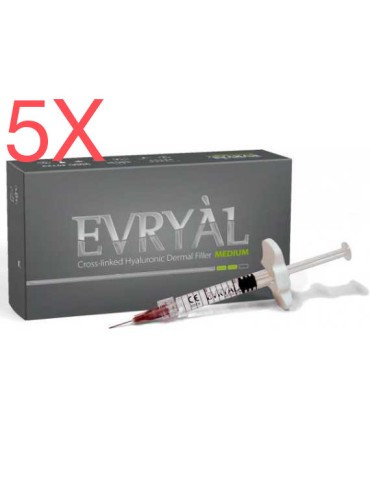 5 stk. Evryàl MEDIUM Filler Krydsbundet hyaluronsyre Krydsbundet filler Apharm Srl MEDIUM-PAKKE5
