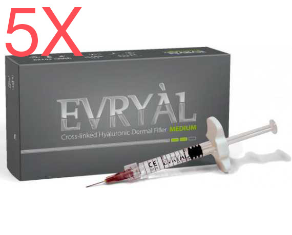 5 pièces Evryàl MEDIUM Filleur d'Acide Hyaluronique Réticulé Remplissage transversal Apharm S.r.l. MEDIUM-PACK5