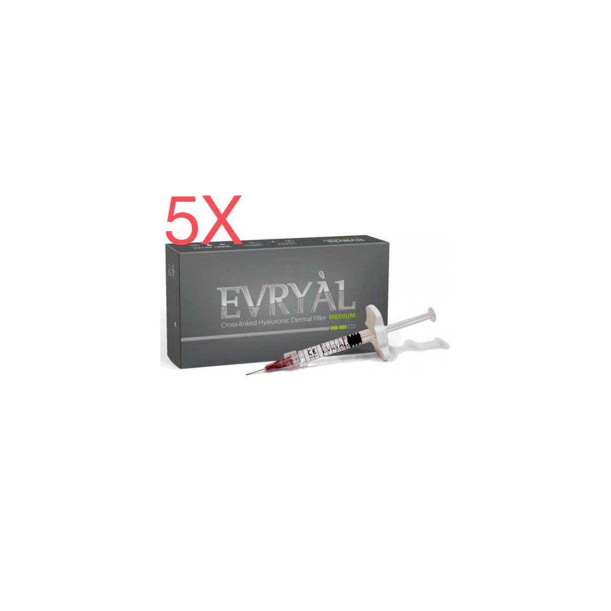 5 sztuk Evryàl MEDIUM Wypełniacz z usieciowanym kwasem hialuronowym Wypełniacze usiemienia Apharm S.r.l. MEDIUM-PACK5