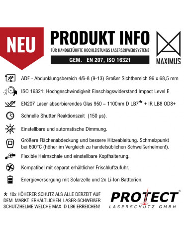 Laserlashelm MAXIMUS Laserlashelm Protect Laserschutz 400-HELM-LASER-WELD