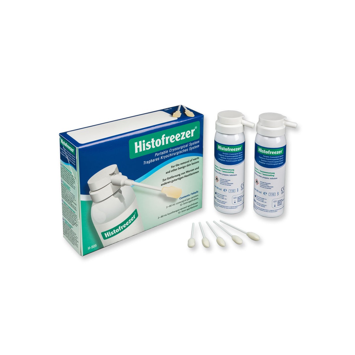 Cryothérapie Histofreezer 2 flacons 80 ml + 52 applicateurs 5 mm Cryochirurgie et cryothérapie Gima 30592