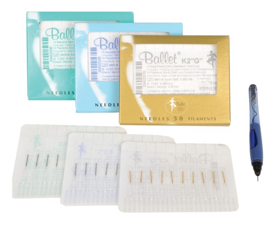 GOLD BALLET K2 Gold Plated Disposable Electrolysis Needles 50pcs Electrolysis Needles and Handpieces Gima 30405