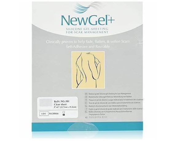 Lámina de silicona médica NewGel+ para el tratamiento de cicatrices, 12x15 cm, caja de 10 unidades. Láminas de silicona para ...