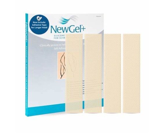 NewGel+ lääketieteellinen silikonilevy arpien hoitoon 2,5 x 15 cm, 10 laatikkoa, 4 kpl