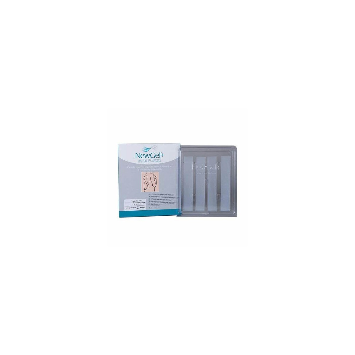 Pansements en silicone médical NewGel+ pour le traitement des cicatrices 2,5 x 15 cm, 10 boîtes de 4 pièces Feuilles de silic...
