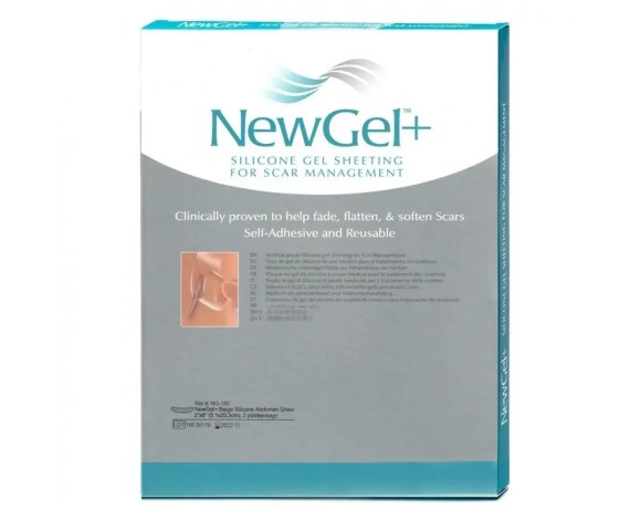 NewGel+ Gebogene medizinische Silikonfolie für Bauch- und Kaiserschnittnarben, 5 x 20 cm, 10 Packungen à 2 Stück Silikonplatt...