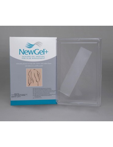 NewGel+ Medical Silicone Sheet for scars on abdomen, arms and legs, 5x20 cm, box of 10 pieces Silicone Sheets for Scar Manage...