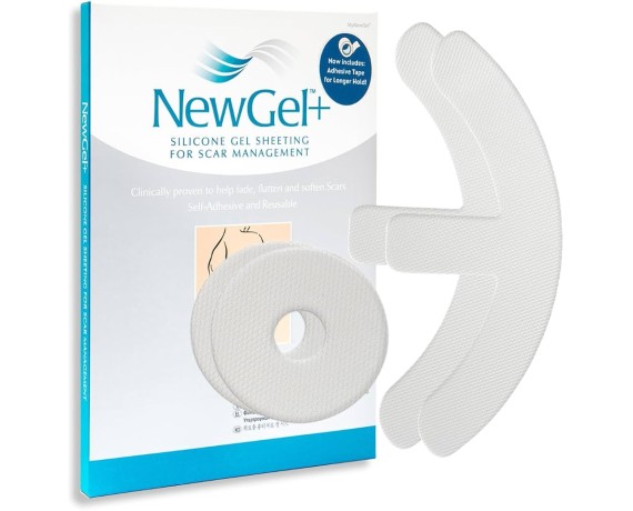NewGel+ Medical Silicone Sheet for Anchor-Shaped Breast Scars, 10 Boxes of 2 Pieces Silicone Sheets for Scar Management Newme...