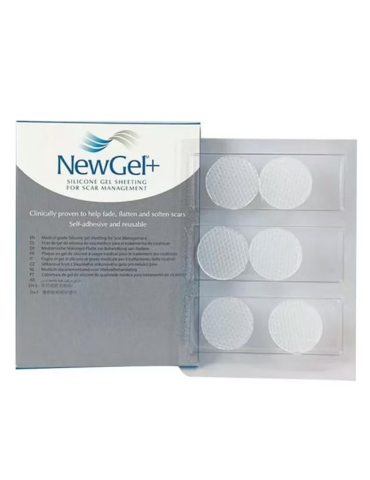 NewGel+ Medical Silicone Sheet for small scars 2.5cm disc 10 boxes of 6 pieces Silicone Sheets for Scar Management Newmedical...