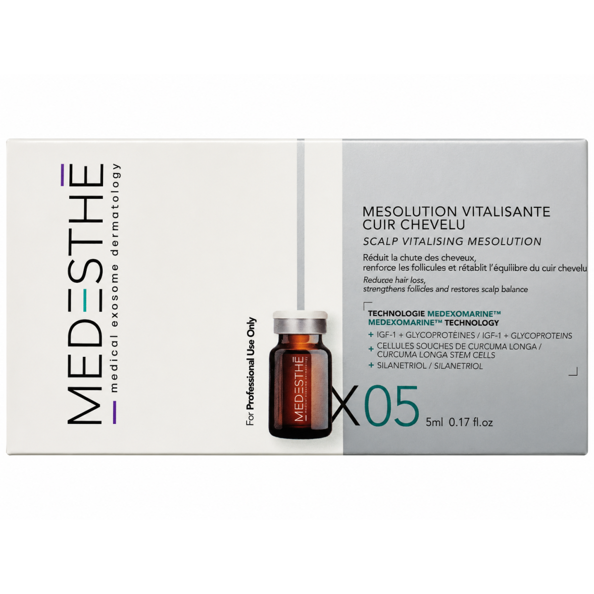 MEDESTHE mesolution vitalizing scalp strengthening - 5x5ml Esosomi MEDExomarine Medesthè Rohto Mediluxe Europe X05-SCALP