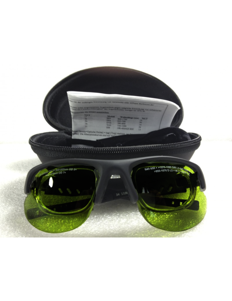Gafas pulsadas de banda ancha ligera con FrameNoIR LaserShields 2PL-34 de banda ancha adicionales Gafas pulsadas de banda ancha ligera con FrameNoIR LaserShields 2PL-34 de banda ancha adicionales