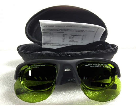 Széles sávú Pulsed Light biztonsági szemüveg kiegészítő kerettel Széles sávú szemüveg NoIR LaserShields 2PL#34