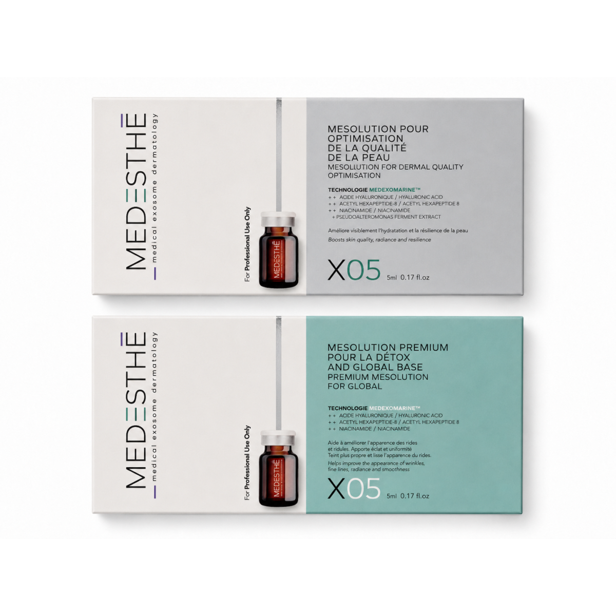Esosomi MEDESTHE professzionális protokoll Skin Quality + Global Age Defence 10x5ml Esosomi MEDExomarine Medesthè Rohto Medil...