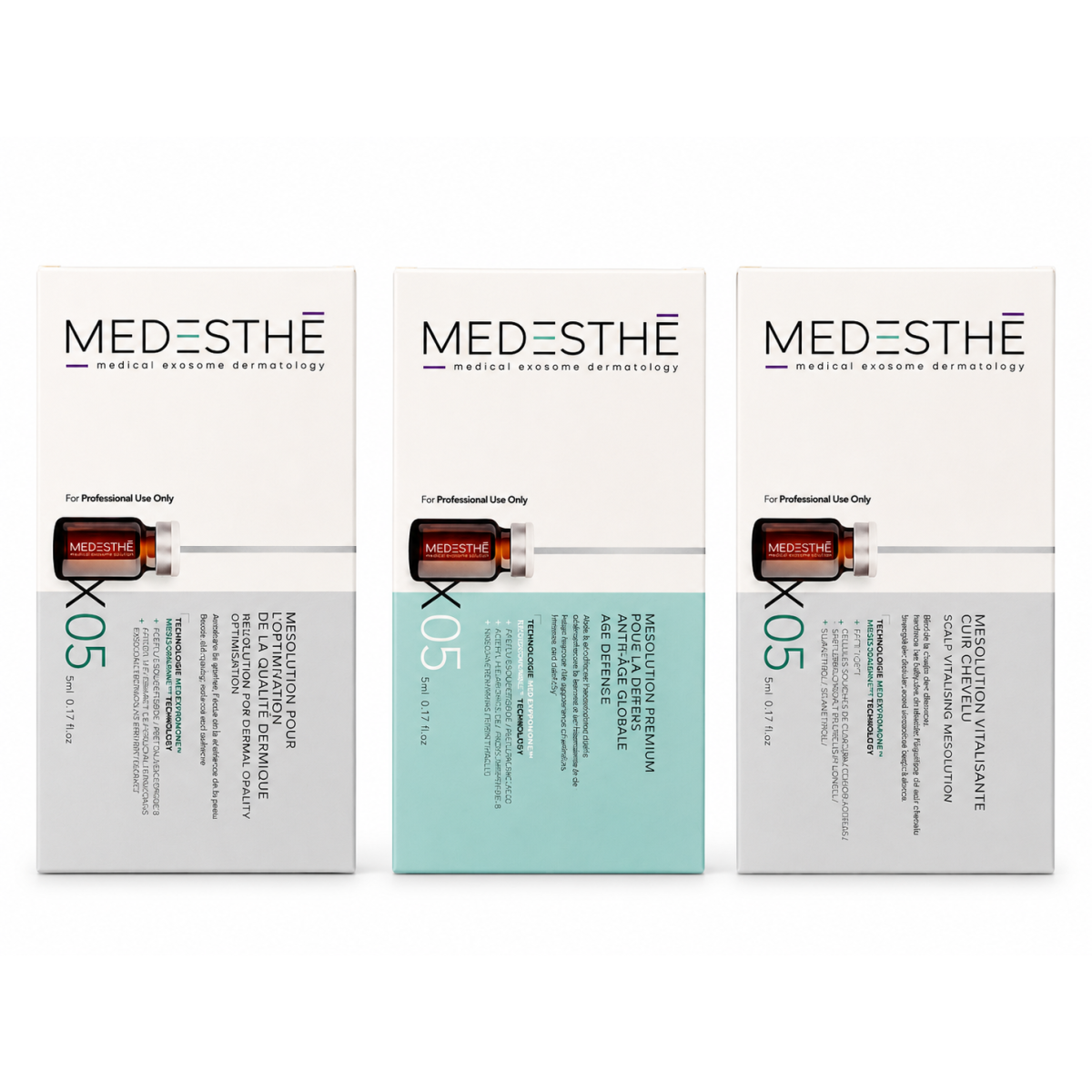 MEDESTHE Exosomes Teljes Protokoll Bőrminőség + Globális Öregedésgátló + Fejbőr 15x5ml Esosomi MEDExomarine Medesthè Rohto Me...