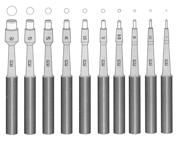 Dermatologiske stanse til biopsi Ø 1-8 mm 20 stk. curetter og stanse